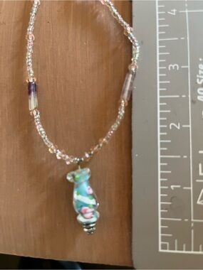 Elegant glass lamp work necklace handmade vintage pink crystal vase with pink ⭐️